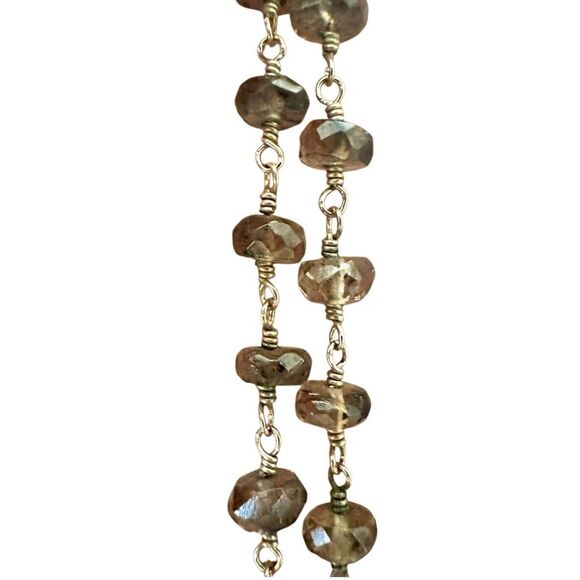 Smoky Quartz Beaded Necklace with Dark Pearl Acorn Pendant - 14K Gold-Filled - Picture 6 of 11